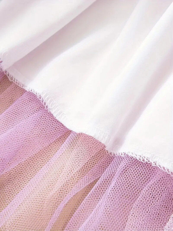 Mergaičių gradiento tiulio sijonas asimetriškas sijonas elastiniu juosmeniu, gimtadienio šokių princesės sijonas