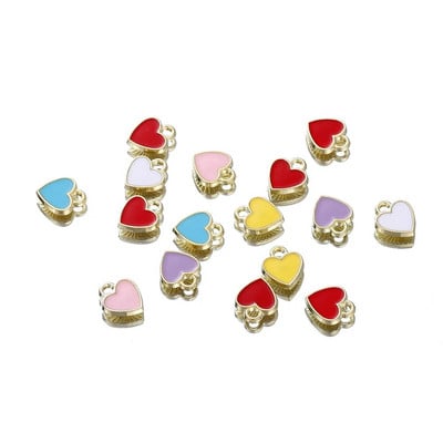 50Pcs/Lot Love Shape Legura Drop Oil Privjesak Emajl Srce Charm Privjesci za DIY Ogrlica Narukvica Dodaci za izradu nakita