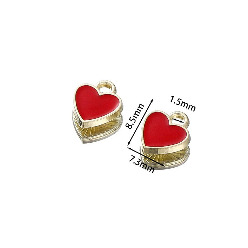 50Pcs/Lot Love Shape Legura Drop Oil Privjesak Emajl Srce Charm Privjesci za DIY Ogrlica Narukvica Dodaci za izradu nakita