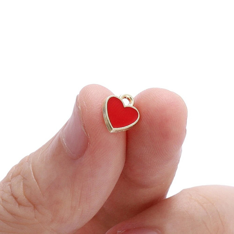 50Pcs/Lot Love Shape Legura Drop Oil Privjesak Emajl Srce Charm Privjesci za DIY Ogrlica Narukvica Dodaci za izradu nakita