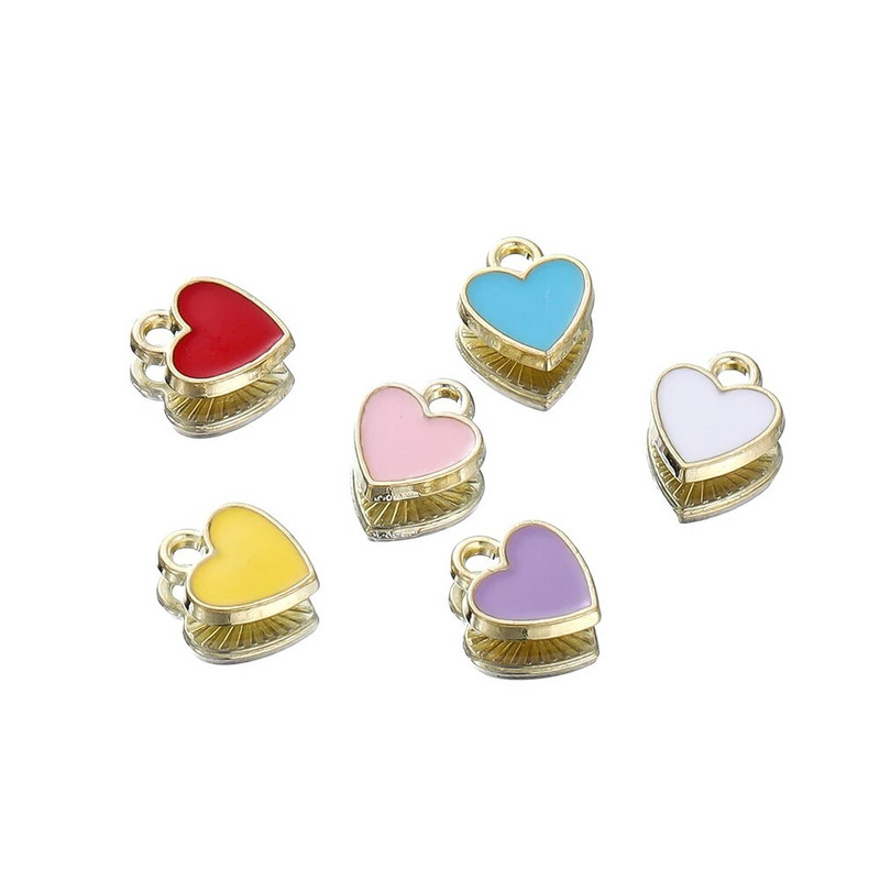 50Pcs/Lot Love Shape Legura Drop Oil Privjesak Emajl Srce Charm Privjesci za DIY Ogrlica Narukvica Dodaci za izradu nakita