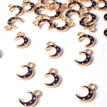 10 τμχ 10*17mm σμάλτο χαριτωμένο μενταγιόν για κοσμήματα Προμήθειες κατασκευής κοσμημάτων Moon Alloy Metal Drop Oil Findings for Necklace Bracelet