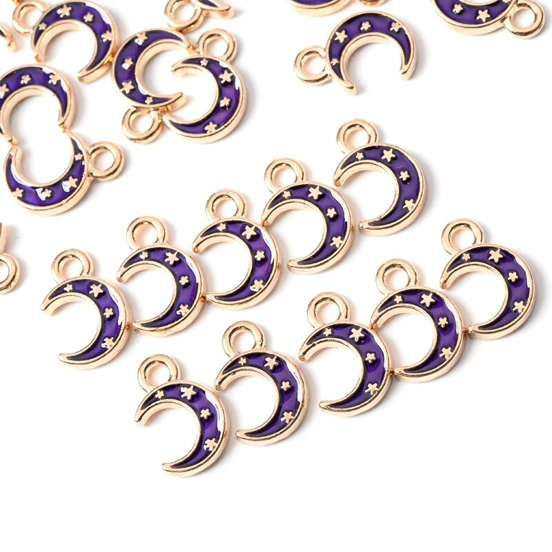 10Pcs 10*17mm Emajl Slatki privjesci Privjesak za izradu nakita Mjesečeva legura Metalna kap uljani nalazi za ogrlicu Narukvica