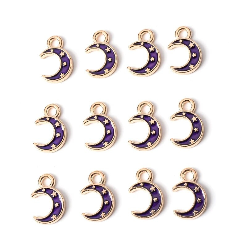 10Pcs 10*17mm Emajl Slatki privjesci Privjesak za izradu nakita Mjesečeva legura Metalna kap uljani nalazi za ogrlicu Narukvica