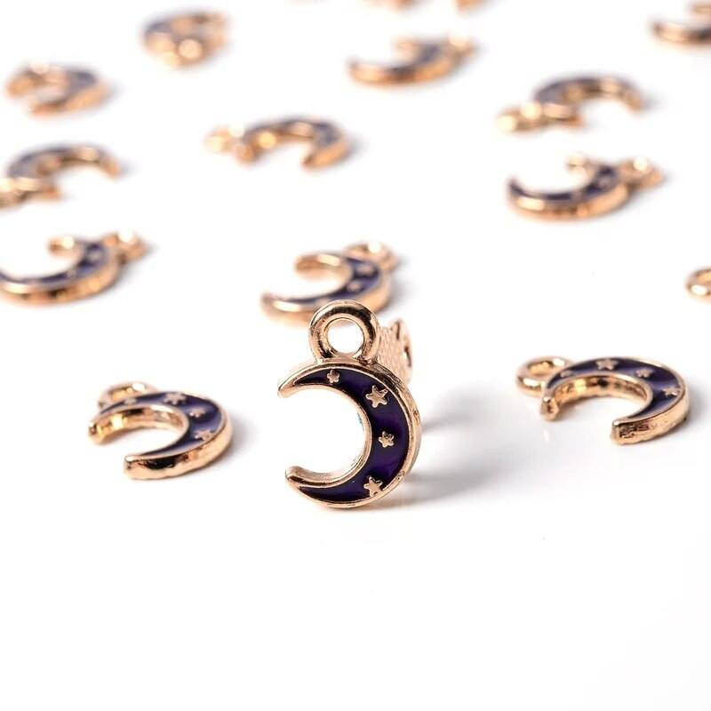 10Pcs 10*17mm Emajl Slatki privjesci Privjesak za izradu nakita Mjesečeva legura Metalna kap uljani nalazi za ogrlicu Narukvica