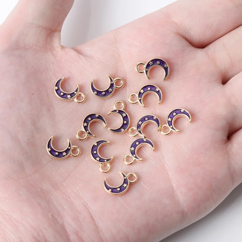 10Pcs 10*17mm Emajl Slatki privjesci Privjesak za izradu nakita Mjesečeva legura Metalna kap uljani nalazi za ogrlicu Narukvica