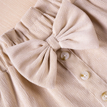 1-5 ετών Παιδικές παιδικές μωρές κοριτσίστικες φούστες Χαριτωμένα φούστες με κουμπί φιόγκους σε γραμμή Α Φθινοπωρινή άνοιξη Κοστούμια για κορίτσια