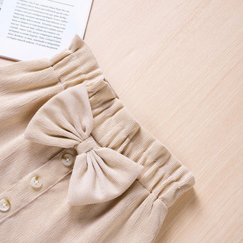 1-5 ετών Παιδικές παιδικές μωρές κοριτσίστικες φούστες Χαριτωμένα φούστες με κουμπί φιόγκους σε γραμμή Α Φθινοπωρινή άνοιξη Κοστούμια για κορίτσια