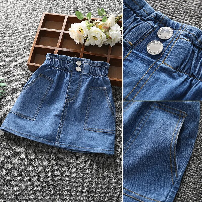 Tüdrukute seelik Suvine Denim Tüdrukute Kook Mini Pettiseelik Sobib vanusele 1-6 10 12 14 aastat vana