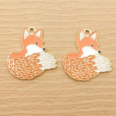 10 τμχ Γούρι αλεπούς σμάλτου για προμήθειες κατασκευής κοσμημάτων Μαζικά γούρια σκουλαρίκι ζώων Kawaii βραχιόλι Κρεμαστό κολιέ Αξεσουάρ χειροτεχνίας