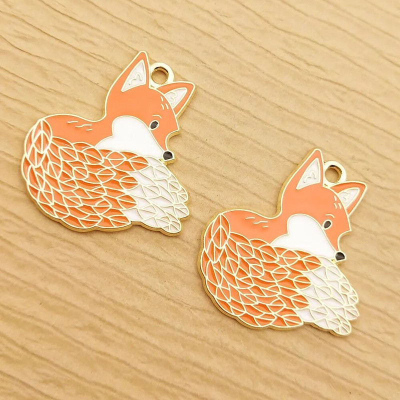 10 τμχ Γούρι αλεπούς σμάλτου για προμήθειες κατασκευής κοσμημάτων Μαζικά γούρια σκουλαρίκι ζώων Kawaii βραχιόλι Κρεμαστό κολιέ Αξεσουάρ χειροτεχνίας