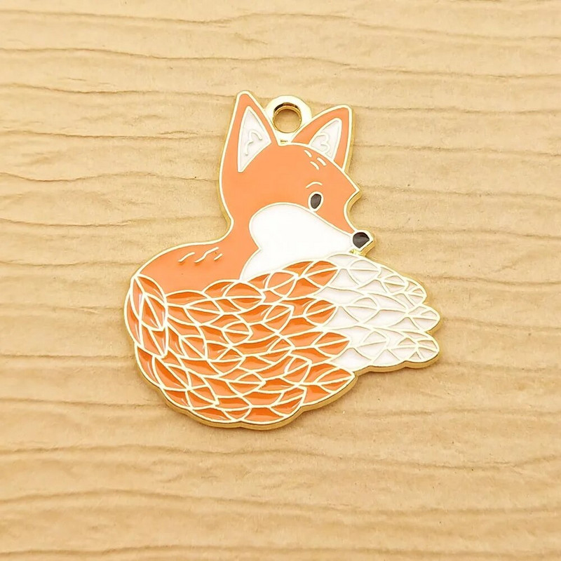 10 τμχ Γούρι αλεπούς σμάλτου για προμήθειες κατασκευής κοσμημάτων Μαζικά γούρια σκουλαρίκι ζώων Kawaii βραχιόλι Κρεμαστό κολιέ Αξεσουάρ χειροτεχνίας