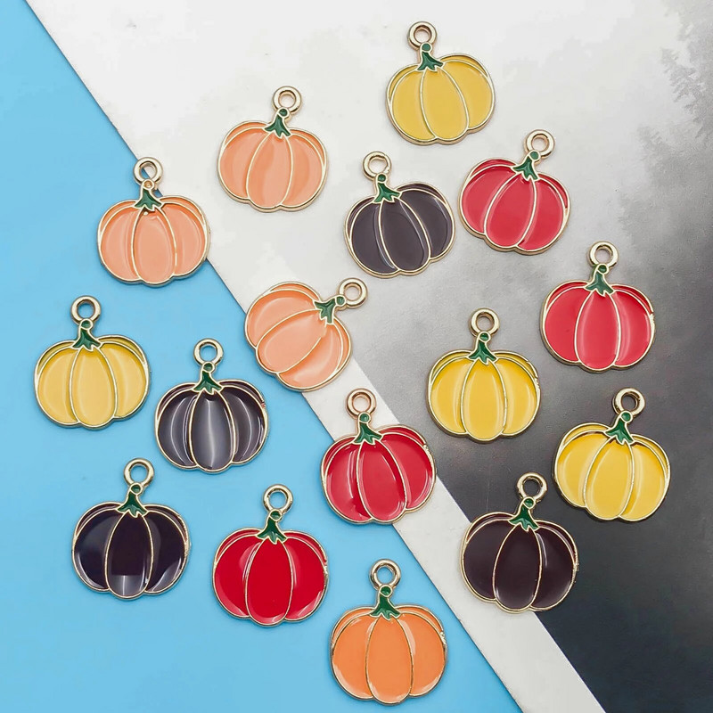 10 τμχ Φθινοπωρινά Φύλλα σφενδάμου Γούρια από κράμα σμάλτο των Ευχαριστιών Μενταγιόν κολοκύθας με φύλλα σφενδάμου για κοσμήματα Δημιουργία ευρημάτων Χειροτεχνία