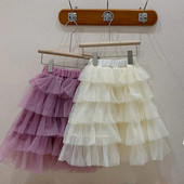 Moodne võrk seelik tüdrukutele poolseelik laste kook kohev tutu seelik printsess pits ebaregulaarne võrk seelik vikerkaar võrk seelikud kiht