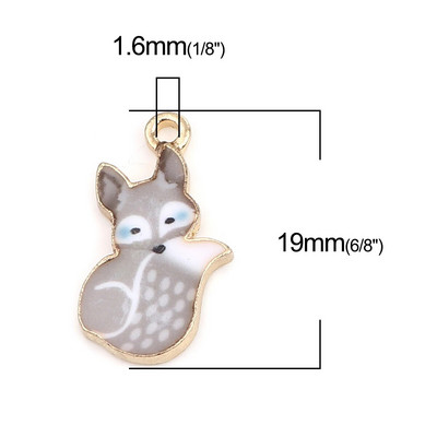10 υπολογιστές Χαριτωμένο σμάλτο Fox Charms Χρυσό χρώμα κινουμένων σχεδίων Ζώο μεταλλικά μενταγιόν DIY βραχιόλι Κολιέ Κοσμήματα Making Findings 19mm x11mm