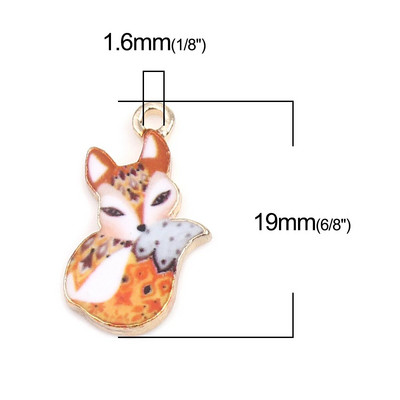 10 υπολογιστές Χαριτωμένο σμάλτο Fox Charms Χρυσό χρώμα κινουμένων σχεδίων Ζώο μεταλλικά μενταγιόν DIY βραχιόλι Κολιέ Κοσμήματα Making Findings 19mm x11mm