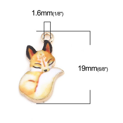 10 υπολογιστές Χαριτωμένο σμάλτο Fox Charms Χρυσό χρώμα κινουμένων σχεδίων Ζώο μεταλλικά μενταγιόν DIY βραχιόλι Κολιέ Κοσμήματα Making Findings 19mm x11mm