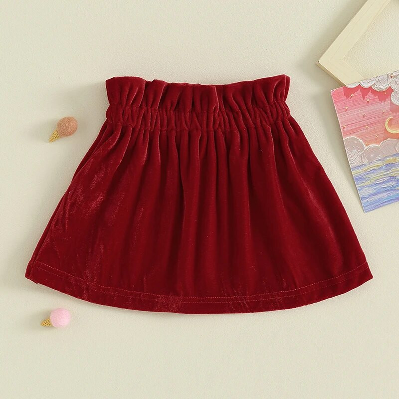 FOCUSNORM 5 värvi sügisene beebitüdrukute printsessi seelik Täis sametine elastne A-joonega seelik väikelaste peoriiete jaoks