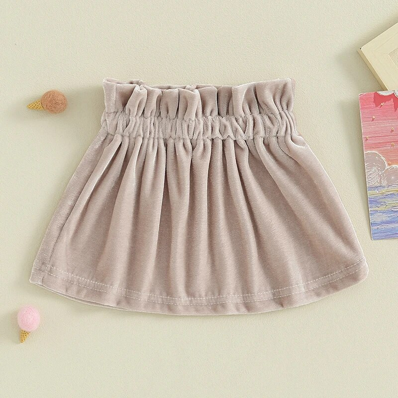 FOCUSNORM 5 värvi sügisene beebitüdrukute printsessi seelik Täis sametine elastne A-joonega seelik väikelaste peoriiete jaoks