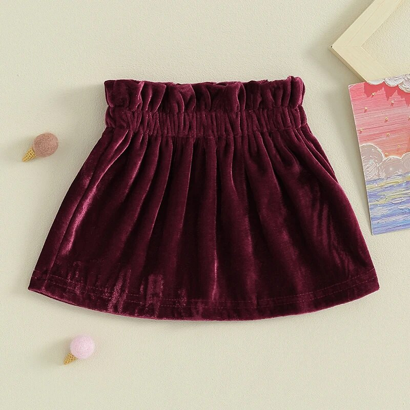 FOCUSNORM 5 värvi sügisene beebitüdrukute printsessi seelik Täis sametine elastne A-joonega seelik väikelaste peoriiete jaoks