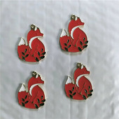 10 τμχ γούρι φύλλων αλεπούς από ζωικό σμάλτο ζώων για κατασκευή κοσμημάτων σκουλαρίκι χειροτεχνίας κρεμαστό βραχιόλι κολιέ diy γούρια 26*35mm