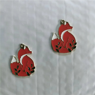 10 τμχ γούρι φύλλων αλεπούς από ζωικό σμάλτο ζώων για κατασκευή κοσμημάτων σκουλαρίκι χειροτεχνίας κρεμαστό βραχιόλι κολιέ diy γούρια 26*35mm