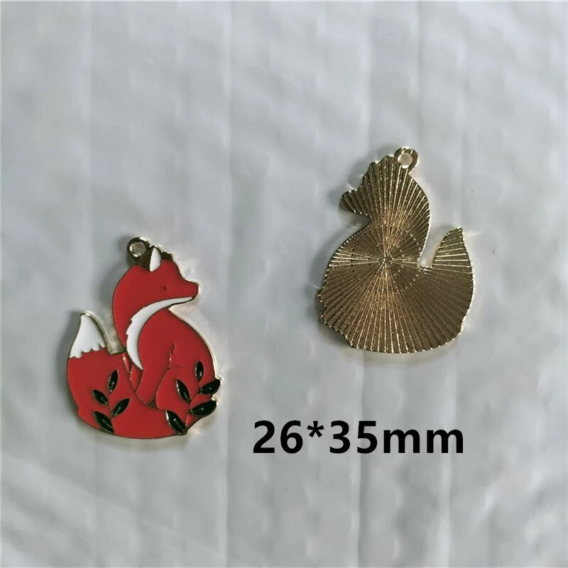 10 τμχ γούρι φύλλων αλεπούς από ζωικό σμάλτο ζώων για κατασκευή κοσμημάτων σκουλαρίκι χειροτεχνίας κρεμαστό βραχιόλι κολιέ diy γούρια 26*35mm