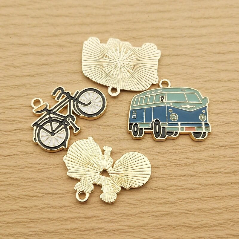 10 komada Autobus Bicikl Emajl privjesak za pribor za izradu nakita Slatka naušnica Privjesak Narukvica Ogrlica privjesak Diy dodaci