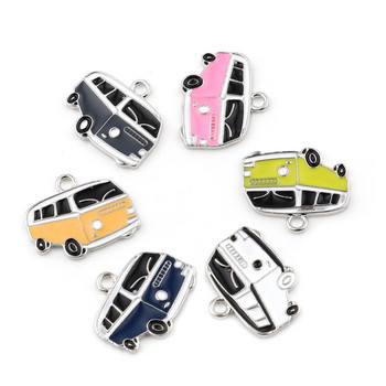 5 бр. Cartoon Car Series Charms Висулка за производство на колие Висулка от сплав на цинкова основа Автобус Емайл Талисмани Направи си сам Hademake Jewelry