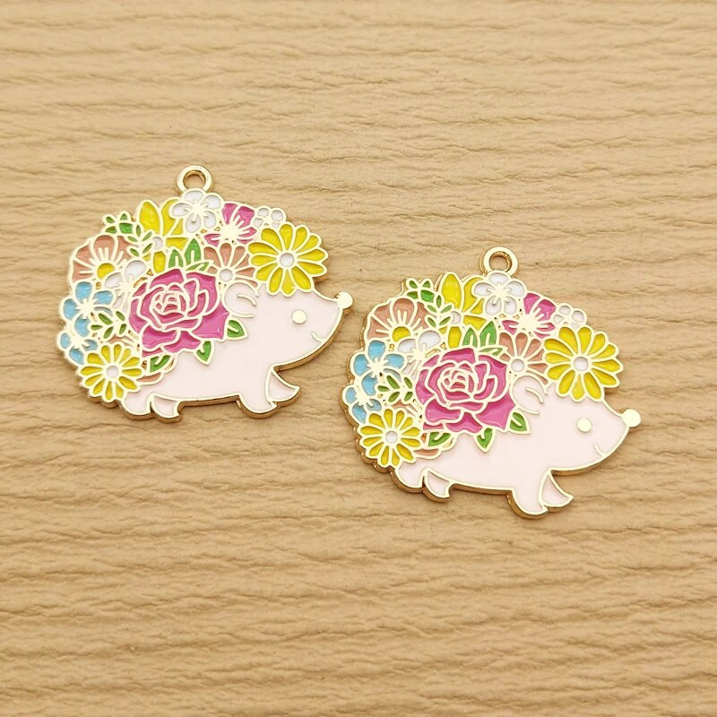 10 komada Cvjetni jež šarm za izradu nakita Emajlirana ogrlica s privjeskom Narukvica Diy dodaci Potrepštine za rukotvorine Pozlaćeni