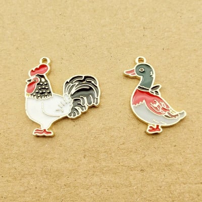 10 komada Cock Duck Charm za izradu nakita Emajlirana naušnica Privjesak Narukvica Ogrlica Pribor Diy Craft Supplies pozlaćena