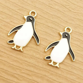 10 τμχ Γούρι με σμάλτο πιγκουίνος για κοσμήματα που φτιάχνουν χαριτωμένο σκουλαρίκι Κρεμαστό βραχιόλι με ζώα Κολιέ αξεσουάρ Αξεσουάρ Diy Craft Supplies Metal