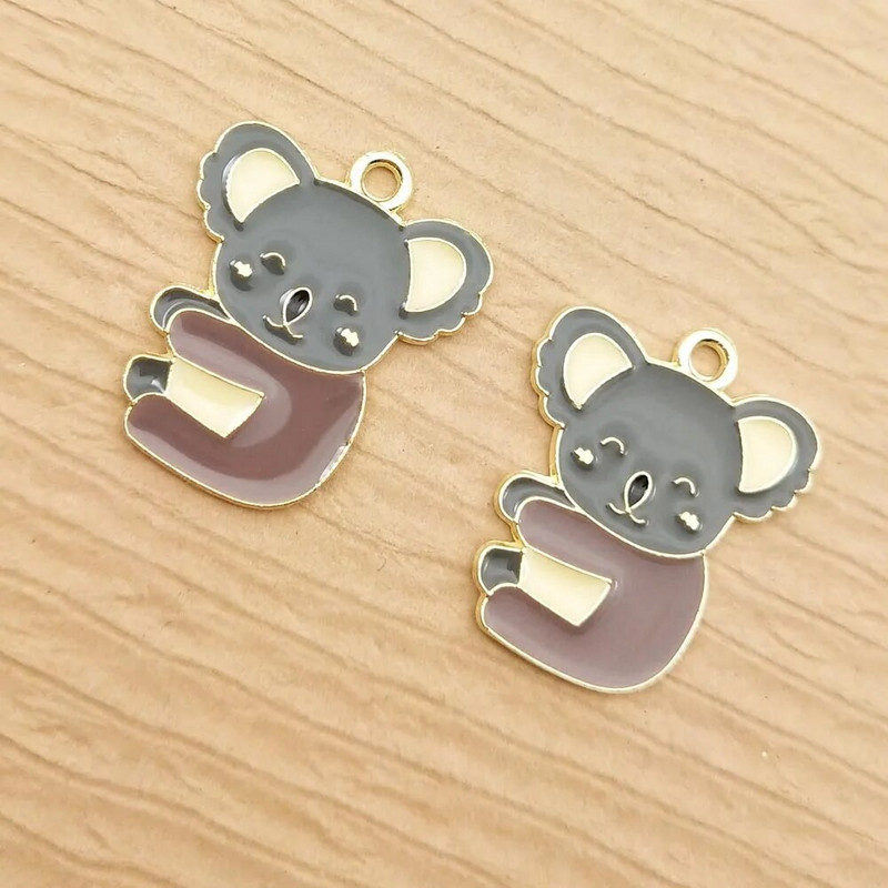 10 vnt. emalio koala meškiuko žavesys papuošalams, mieliems gyvūnams gaminti auskarai pakabukas apyrankės priedai pasidaryk pats amatų reikmenys dideliais kiekiais