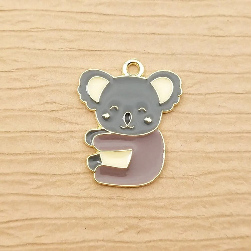10 vnt. emalio koala meškiuko žavesys papuošalams, mieliems gyvūnams gaminti auskarai pakabukas apyrankės priedai pasidaryk pats amatų reikmenys dideliais kiekiais