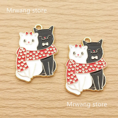 10 vnt. Mielos širdies katės žavesys papuošalams gaminti