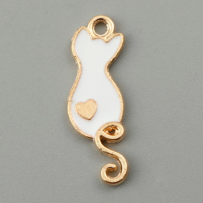 20 vnt. Emaliai Mieli animaciniai pakabukai katės gyvūno širdelės aukso spalvos metalo pakabukas „pasidaryk pats“ karolių papuošalų kūrimas, 25 mm x 9 mm