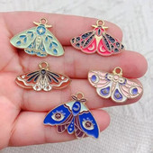 10τμχ Σμάλτο Moon Star Moth Butterfly Charms Για Σκουλαρίκια Βραχιόλι Τηλεφωνικές Αλυσίδες Κρεμαστό αξεσουάρ, Για Diy Κατασκευή κοσμημάτων
