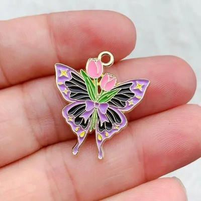10τμχ Σμάλτο Moon Star Moth Butterfly Charms Για Σκουλαρίκια Βραχιόλι Τηλεφωνικές Αλυσίδες Κρεμαστό αξεσουάρ, Για Diy Κατασκευή κοσμημάτων