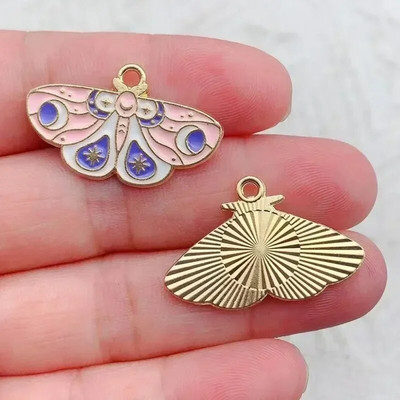 10τμχ Σμάλτο Moon Star Moth Butterfly Charms Για Σκουλαρίκια Βραχιόλι Τηλεφωνικές Αλυσίδες Κρεμαστό αξεσουάρ, Για Diy Κατασκευή κοσμημάτων