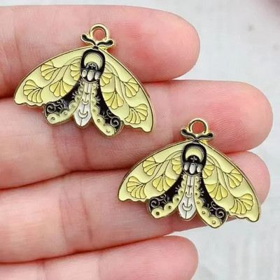 10τμχ Σμάλτο Moon Star Moth Butterfly Charms Για Σκουλαρίκια Βραχιόλι Τηλεφωνικές Αλυσίδες Κρεμαστό αξεσουάρ, Για Diy Κατασκευή κοσμημάτων