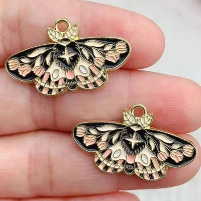 10τμχ Σμάλτο Moon Star Moth Butterfly Charms Για Σκουλαρίκια Βραχιόλι Τηλεφωνικές Αλυσίδες Κρεμαστό αξεσουάρ, Για Diy Κατασκευή κοσμημάτων