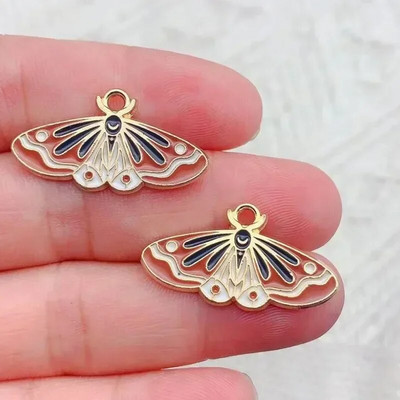 10τμχ Σμάλτο Moon Star Moth Butterfly Charms Για Σκουλαρίκια Βραχιόλι Τηλεφωνικές Αλυσίδες Κρεμαστό αξεσουάρ, Για Diy Κατασκευή κοσμημάτων