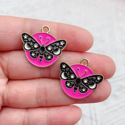 10τμχ Σμάλτο Moon Star Moth Butterfly Charms Για Σκουλαρίκια Βραχιόλι Τηλεφωνικές Αλυσίδες Κρεμαστό αξεσουάρ, Για Diy Κατασκευή κοσμημάτων