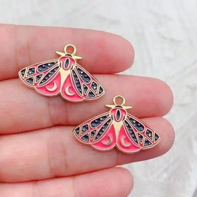 10τμχ Σμάλτο Moon Star Moth Butterfly Charms Για Σκουλαρίκια Βραχιόλι Τηλεφωνικές Αλυσίδες Κρεμαστό αξεσουάρ, Για Diy Κατασκευή κοσμημάτων