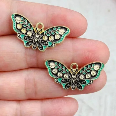 10τμχ Σμάλτο Moon Star Moth Butterfly Charms Για Σκουλαρίκια Βραχιόλι Τηλεφωνικές Αλυσίδες Κρεμαστό αξεσουάρ, Για Diy Κατασκευή κοσμημάτων