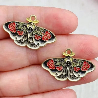 10τμχ Σμάλτο Moon Star Moth Butterfly Charms Για Σκουλαρίκια Βραχιόλι Τηλεφωνικές Αλυσίδες Κρεμαστό αξεσουάρ, Για Diy Κατασκευή κοσμημάτων