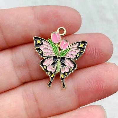 10τμχ Σμάλτο Moon Star Moth Butterfly Charms Για Σκουλαρίκια Βραχιόλι Τηλεφωνικές Αλυσίδες Κρεμαστό αξεσουάρ, Για Diy Κατασκευή κοσμημάτων