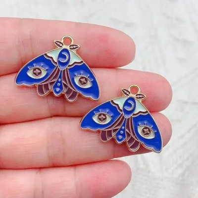 10τμχ Σμάλτο Moon Star Moth Butterfly Charms Για Σκουλαρίκια Βραχιόλι Τηλεφωνικές Αλυσίδες Κρεμαστό αξεσουάρ, Για Diy Κατασκευή κοσμημάτων
