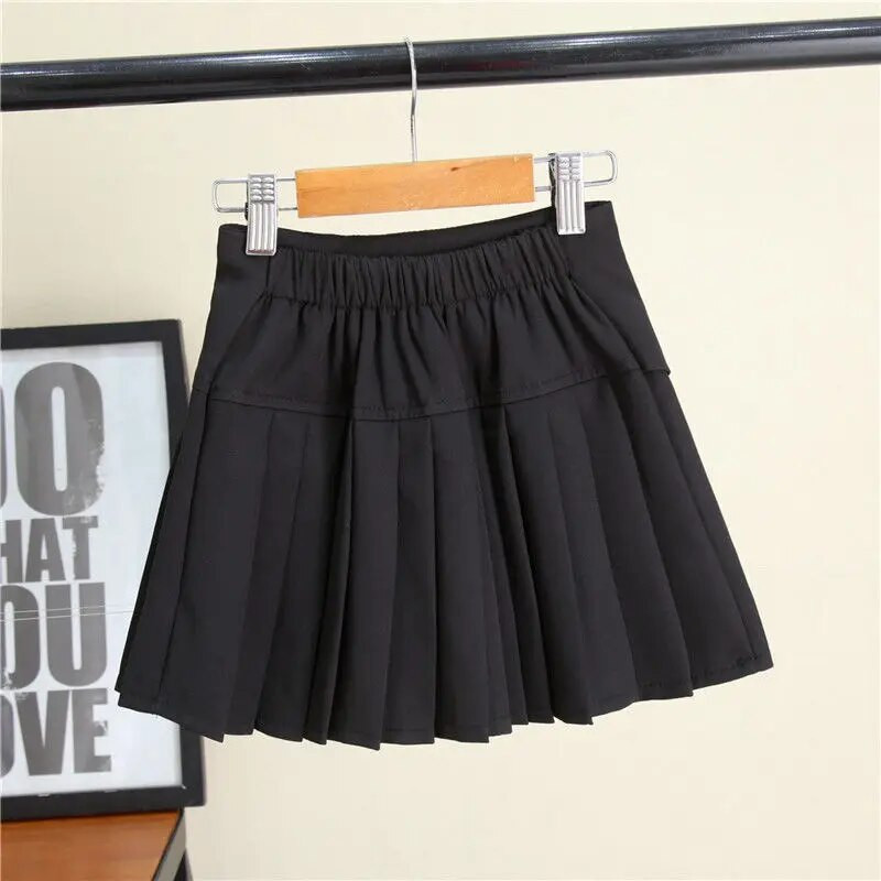 Laste plisseeritud seelikud tüdrukutele, kevadised kõrge vöökohaga tantsuseelikud Jaapani koolivormi miniseelikud tüdrukutele vanuses 4-14 a