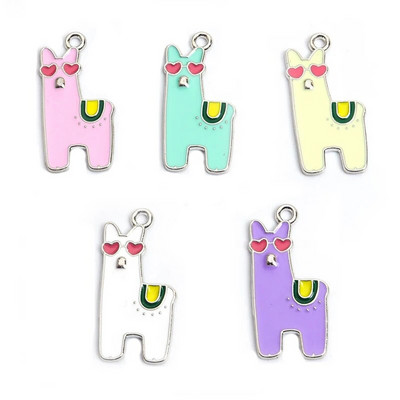 10 vnt. Emalio Gyvūnų Alpakos Pakabukas Metalo Mažų Gyvūnų Pakabukas Papuošalams Gaminti Mielas Auskarų Pakabukas Apyrankės Kaklo papuošalas